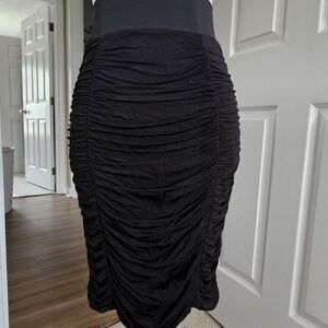 H&M Black Ruched Midi Skirt